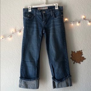 Low rise crop Capri blue jeans